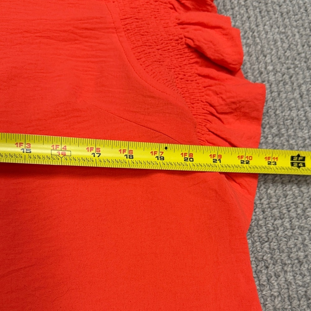 JODIFL (by Gaudie) Beautiful Orange Top with Puff Sleeves, Size Large - Picture 4 of 11